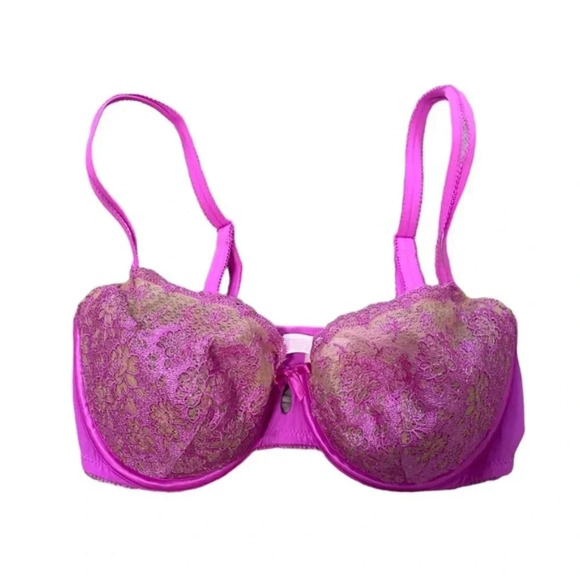 Balconet Pink lace unlined floral Victoria’s Secret 34D - Picture 1 of 5